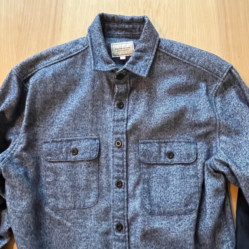 Frank & Oak Thick Blue Flannel Shirt - Picture 2 of 16
